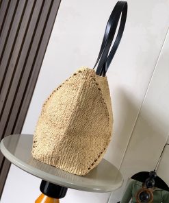 Loewe Puzzle Fold Bolso de Mano Réplica 1:1 con Calidad Espejo y Tejido de Rafia 1154275950 - side view